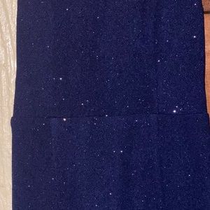 This a long sparkling navy blue beautiful dress made by speechless